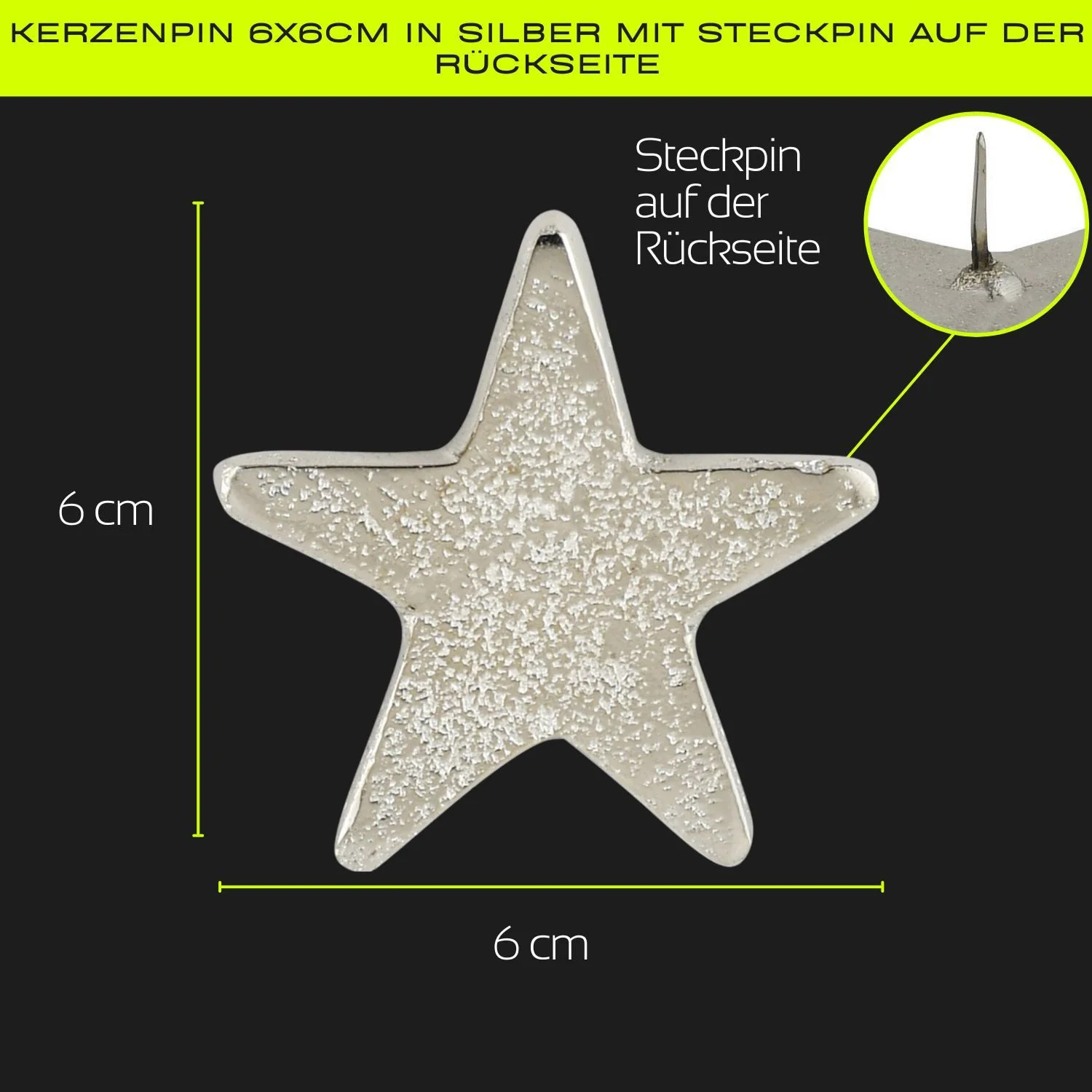 Kerzenpin „Caloge K“ – 6 cm, Silber, Handgefertigt